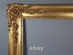 Cadre XIXe siècle à clés bois et stuc doré 81x69 feuillure 65x55 cm SB
