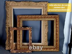 Cadre XIXe siècle bois stuc doré pour tableau / miroir 104x82 feuillure 79x57 cm