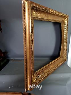 Cadre XIXe siècle bois stuc doré pour toile ou miroir 104x82 feuillure 79x57 cm
