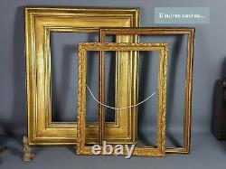 Cadre à canaux bois & stuc doré XIXe siècle 58x51 cm, feuillure 45,8x38,4 cm SB