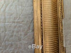 Cadre à canaux et palmettes 19ème bois doré feuillure 43,2 X 30,4 cm à restaurer