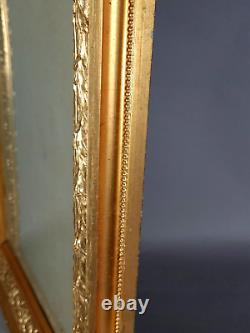 Cadre ancien 55x48 feuillure 42x36 cm bois stuc doré feuille d'or + verre 4SB
