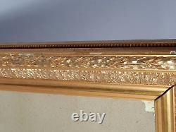 Cadre ancien 55x48 feuillure 42x36 cm bois stuc doré feuille d'or + verre 4SB