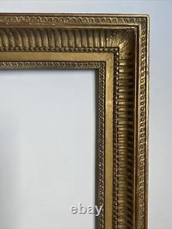 Cadre ancien XIX doré à canaux et feuille d'acanthe feuillure 66 cm x 33 cm
