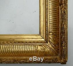 Cadre ancien à canaux Barbizon doré feuille d'or XIXe assemblé par clés
