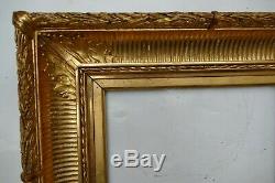 Cadre ancien à canaux Barbizon doré feuille d'or XIXe assemblé par clés