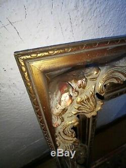 Cadre ancien bois doré 62/52 cm moulure sculpture tableau peinture toile circa