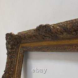Cadre ancien circa 1850 en bois décoré peinture dorée Feuillure 55,5x38,5 cm