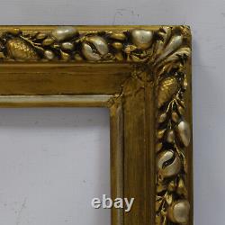 Cadre ancien circa 1900 en bois décoré peinture dorée Feuillure 58,5x37,5 cm
