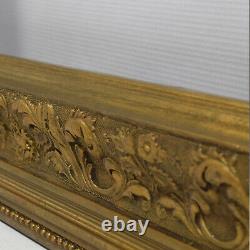 Cadre ancien de 1850-1900 en bois décoré Couleur Or Feuillure 50,5x40 cm
