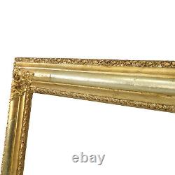 Cadre ancien des années 1850-1900 en bois doré a la feuille Feuillure 58,5x43