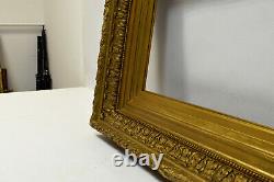 Cadre ancien du XIX ème siècle en bois décoré Couleur Or Feuillure 53,5x33 cm