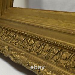Cadre ancien du XIX ème siècle en bois décoré Couleur Or Feuillure 53,5x33 cm