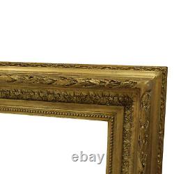 Cadre ancien du XIX ème siècle en bois décoré Couleur Or Feuillure 78,5x57,5 cm