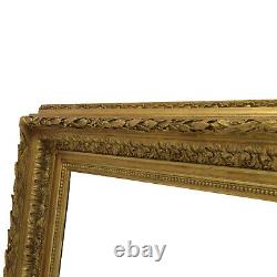 Cadre ancien du XIX ème siècle en bois décoré Couleur Or Feuillure 78,5x57,5 cm
