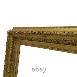 Cadre ancien du XIX ème siècle en bois décoré Couleur Or Feuillure 79x58 cm