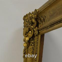 Cadre ancien du XIX ème siècle en bois décoré peinture doré Feuillure 69x56 cm