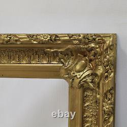 Cadre ancien du XIX ème siecle en bois décoré peinture dorée Feuillure57x39 cm
