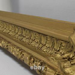 Cadre ancien du XIX ème siecle en bois décoré peinture dorée Feuillure57x39 cm