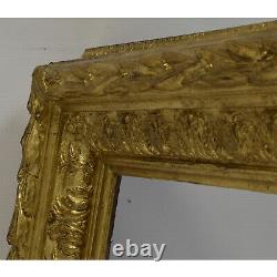 Cadre ancien du XIX ème siècle en bois doré à la feuille Feuillure 50,5x33,5 cm