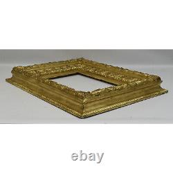Cadre ancien du XIX ème siècle en bois doré à la feuille Feuillure 50,5x33,5 cm