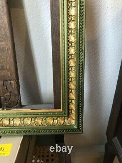 Cadre ancien époque Napoléon III, bois vert et doré, complètement restauré