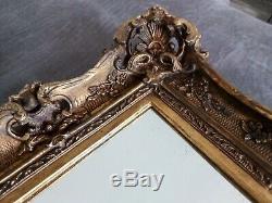 Cadre ancien ornementé en bois doré d'origine, avec miroir 31 x 19 cm