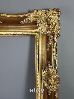 Cadre ancien style Louis XV bois stuc doré patiné 78x69 feuillure 55,5x46 cm SB