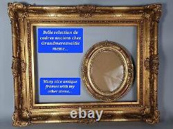 Cadre ancien +verre ovale 61x51 feuillure 48x39,5 cm bois doré feuille or B744