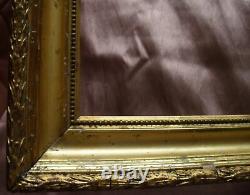 Cadre barbizon en bois & stuc doré pour petit tableau Frise lauriers & perles