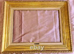 Cadre bois doré feuille d' or marie louise toile + plaque A. CHABAUD Auguste