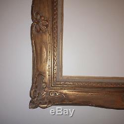 Cadre bois sculpté doré, patiné, Louis XV, 8 P, Montparnasse frame wood