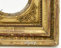Cadre d'époque Empire, bois stuqué doré palmettes XIXè miniature portrait ancien