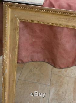 Cadre d'époque restauration bois & stuc doré Frise de perles & rais de coeur