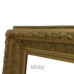 Cadre de 1868 richement décoré en bois Dorure Ancienne Feuillure 74x57 cm Doré