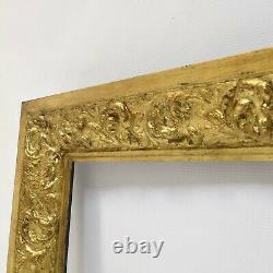 Cadre doré à la feuille en bois décoré Feuillure 50,5x40,5 cm