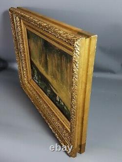 Cadre doré feuille d'or XIXe s. Superbe état 47x37 cm Huile sur toile offerte