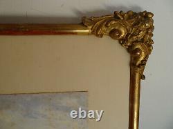 Cadre en bois doré de style Louis XV. Gravure, peinture, huile
