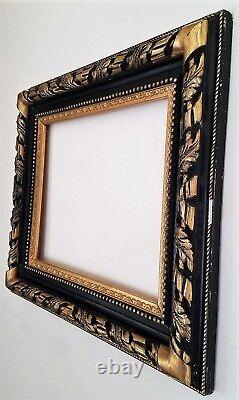Cadre en bois noirci et doré du XIXe Feuillure 41 cm par 51 cm antique frame