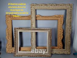 Cadre ovale ancien + verre 51,5x36 cm feuillure 40x30 cm bois stuc doré C026