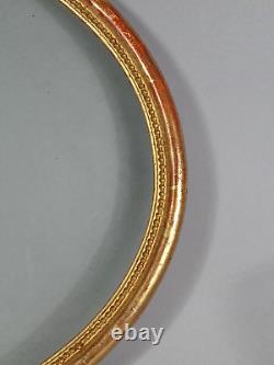 Cadre ovale perlé & verre bois stuc doré d'origine 50x41 feuillure 46x38 cm