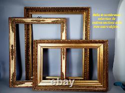 Cadre ovale + verre Art déco bois stuc doré 57x47 feuillure 50x40 cm B386