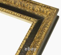 Cadre sur mesure en bois à la feuille d'or avec gorge noire art. 643.601