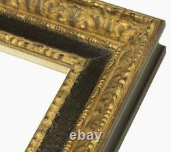 Cadre sur mesure en bois à la feuille d'or avec gorge noire art. 643.601