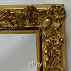 Circa 1850-1900 Cadre ancien en bois de feuille d'or imitation Feuillure 34x29