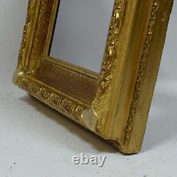 Circa 1850-1900 Cadre ancien en bois de feuille d'or imitation Feuillure25,5x19