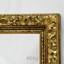 De XIXe Cadre ancien en bois richement décoré d'or imitation Feuillure 54x40 cm