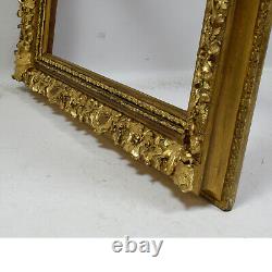 De XIXe Cadre ancien en bois richement décoré d'or imitation Feuillure 54x40 cm