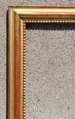 GRAND CADRE en bois et stuc doré décor de perles 19 EME FRAME / 3
