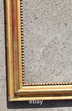 GRAND CADRE en bois et stuc doré décor de perles 19 EME FRAME / 3